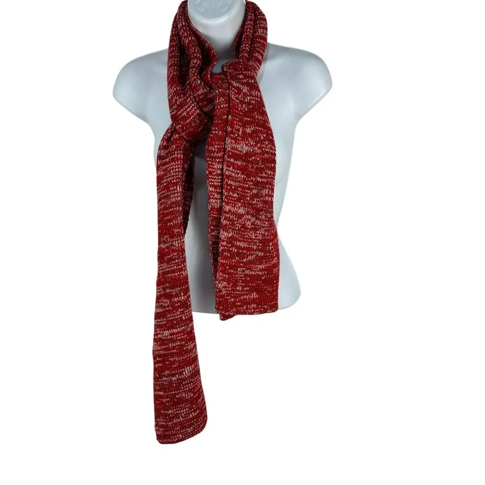 Old Navy Red & White Knit Scarf One Size Acrylic